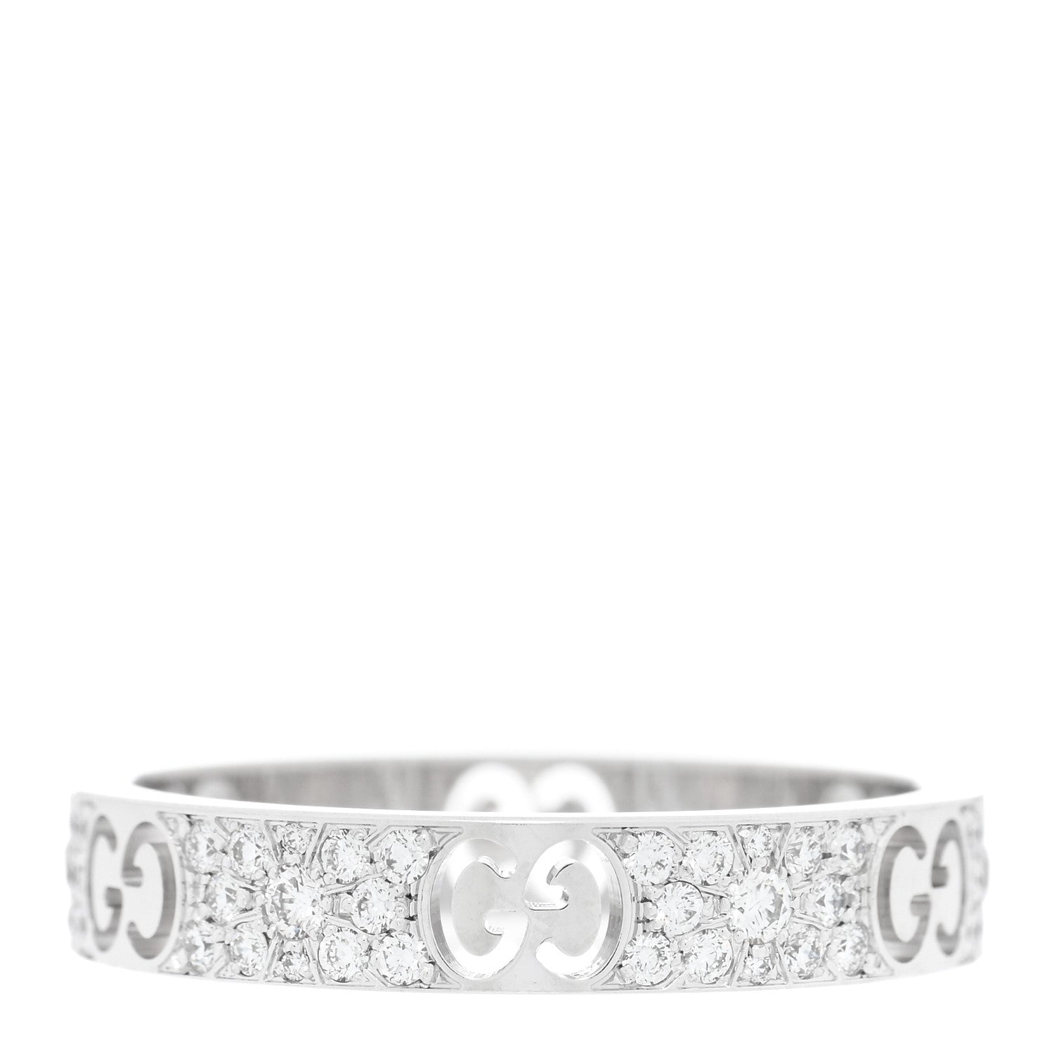 Gucci 18K White Gold Diamond Icon Stardust Band Ring 61 9.5 3 of 4