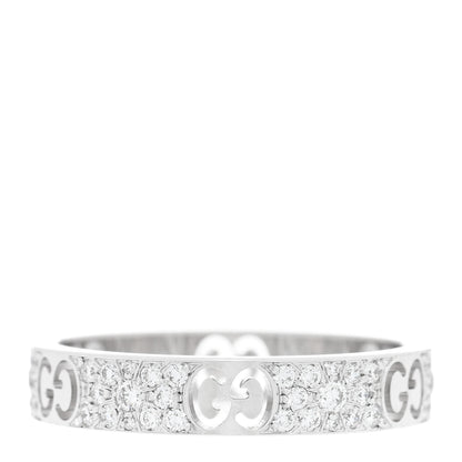 Gucci 18K White Gold Diamond Icon Stardust Band Ring 61 9.5 3 of 4