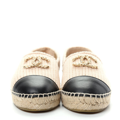 Chanel Knitted Wool Lambskin Chain CC Espadrilles 40 Beige 2 of 10