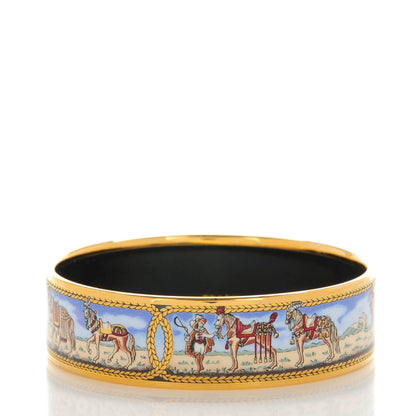 Hermes Enamel Printed Horses Wide Bracelet 65 3 of 6