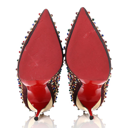 Christian Louboutin Veau Velours Specchio Follies Cabo 100 Pumps 39 Lie De Vin Multi Gold 8 of 11