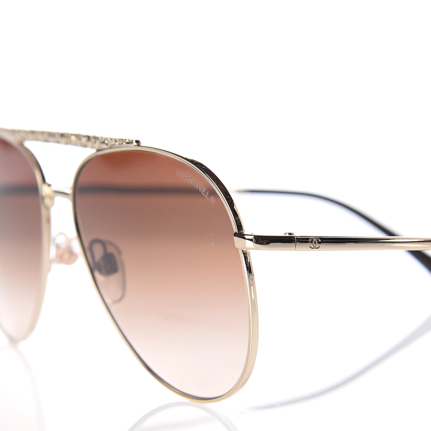 Chanel Aviator Metallic Pilot Sunglasses 4231 Gold 7 of 9