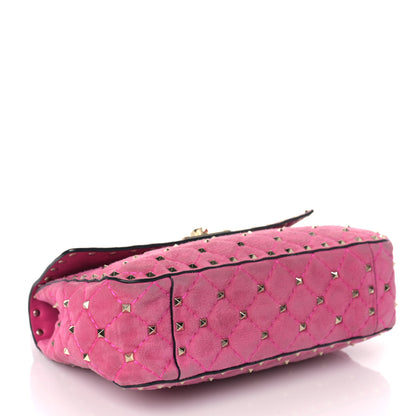 Valentino Garavani Suede Medium Rockstud Spike Shoulder Bag Bright Fuxia 4 of 8