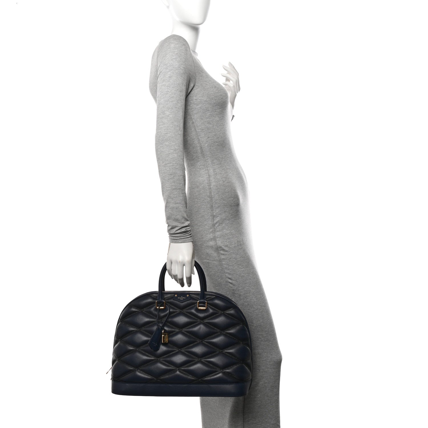 Louis Vuitton Lambskin Malletage Alma GM Navy Blue 2 of 10