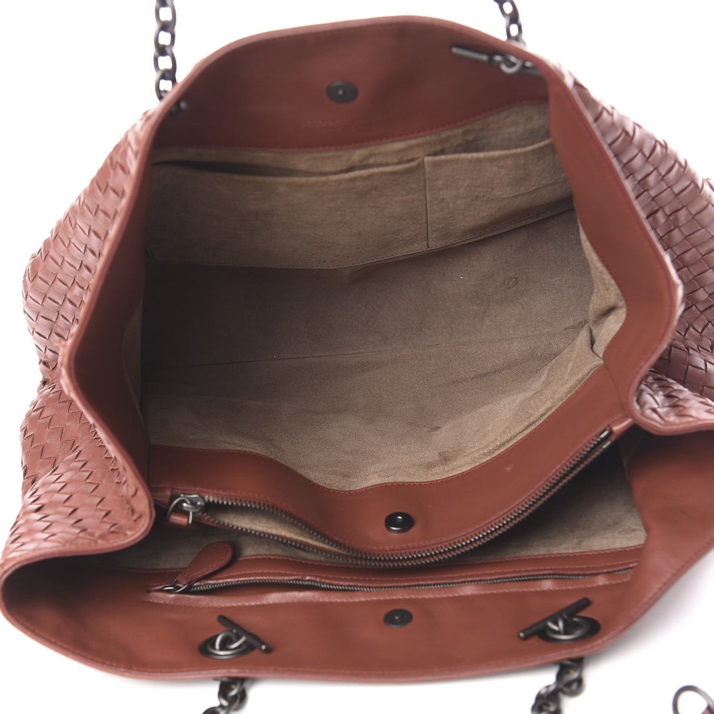 Nappa Intrecciato Large Classic Chain Strap Tote Canyon