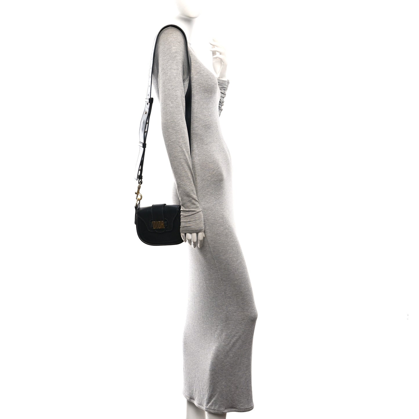Calfskin Mini D Fence Saddle Bag Black