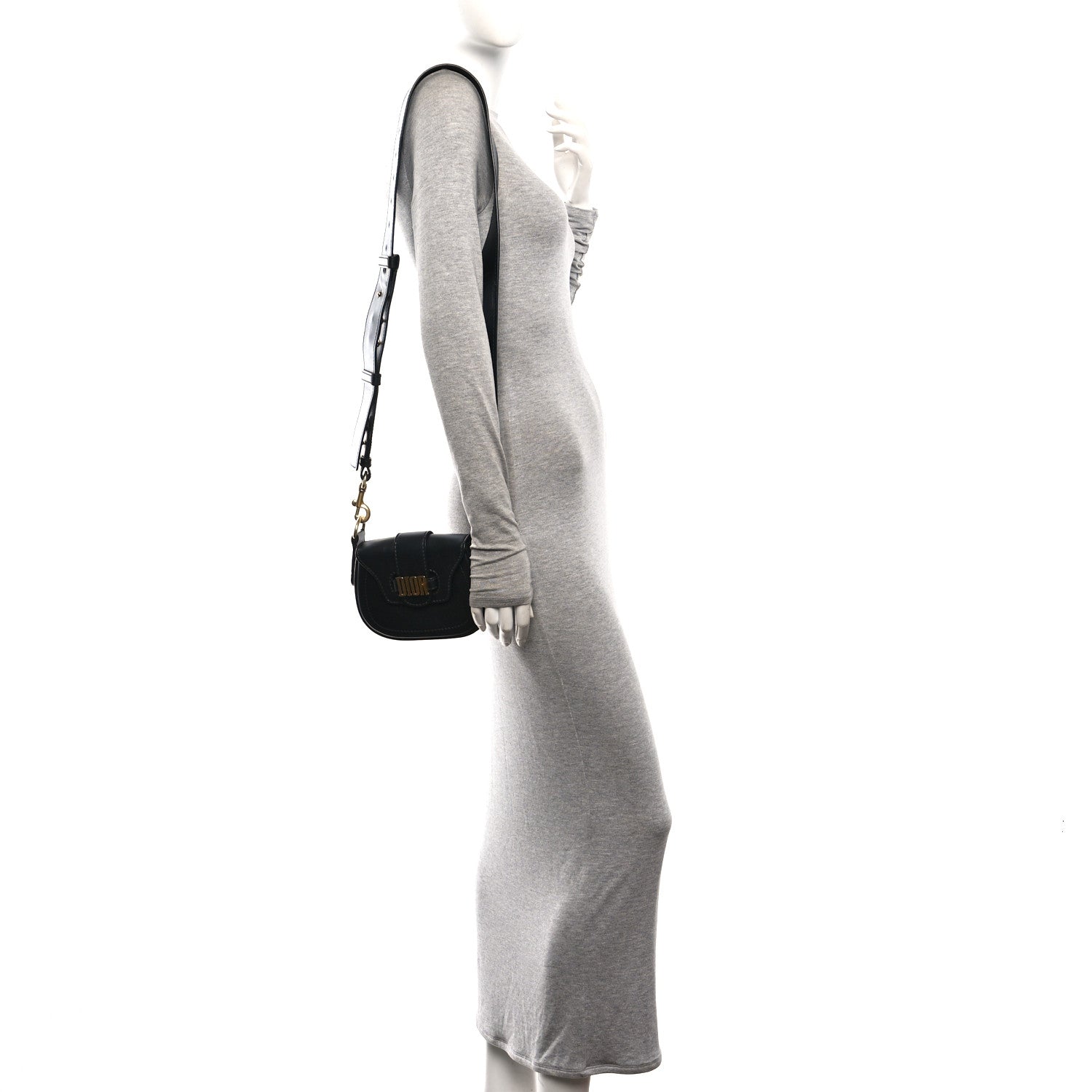Christian Dior Calfskin Mini D Fence Saddle Bag Black 2 of 10