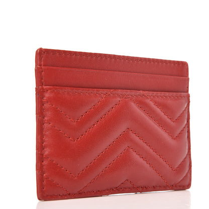 Gucci Calfskin Matelasse GG Marmont Card Holder Hibiscus Red 3 of 7