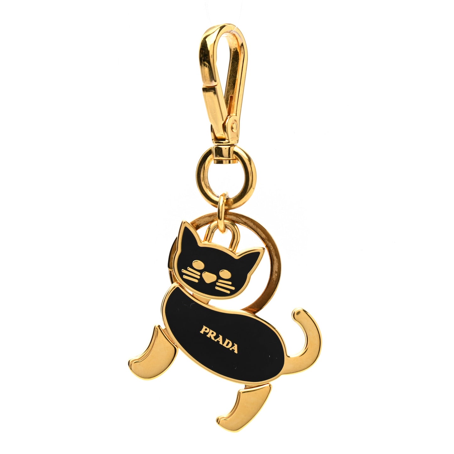 Steel Enamel Logo Kitty Keychain Gold Black