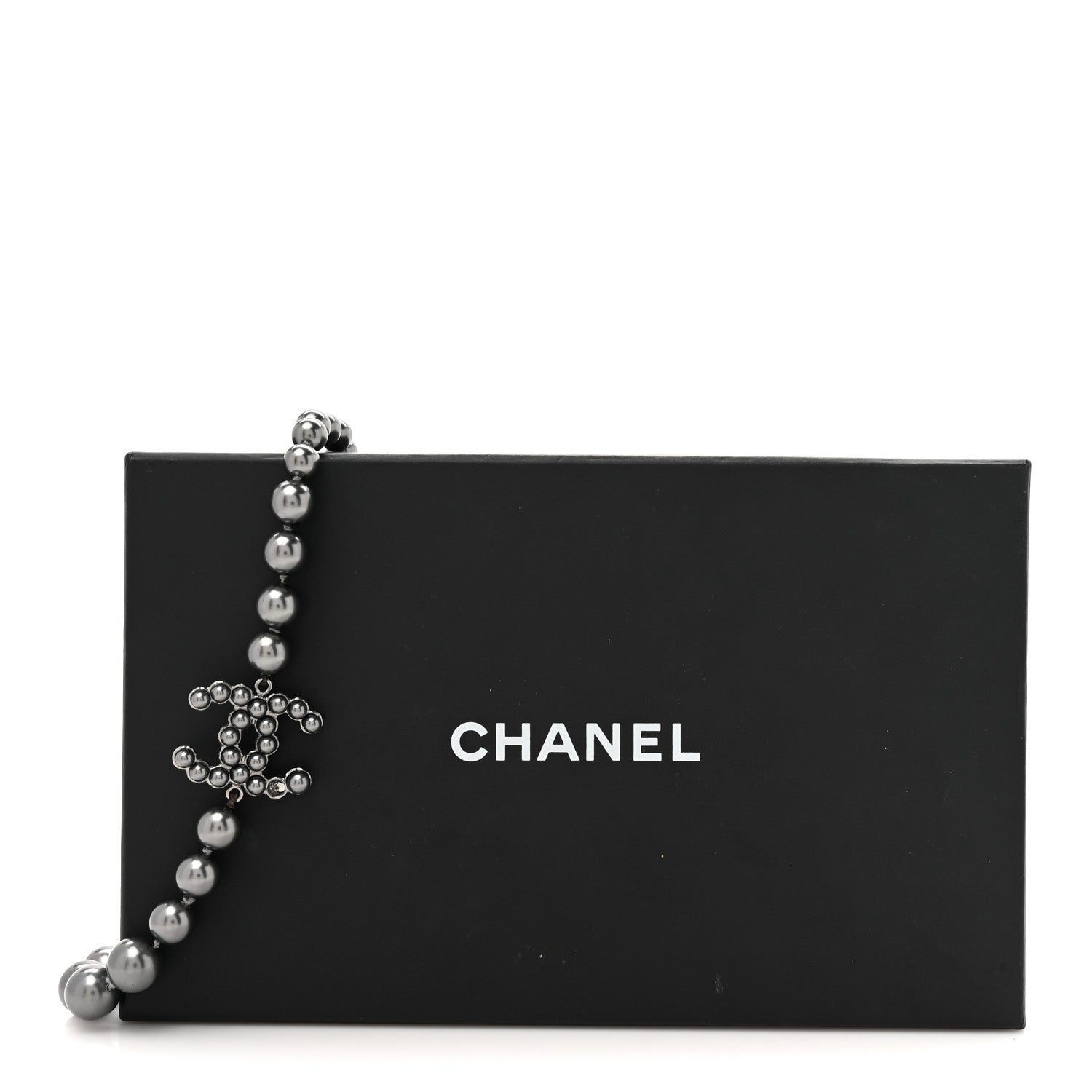 Chanel Ruthenium Graduated Pearl CC Long Necklace Dark Grey 6 of 6