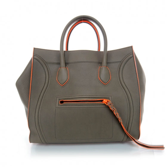 Celine Smooth Calfskin Large Phantom Luggage Grey Orange 1 of 8