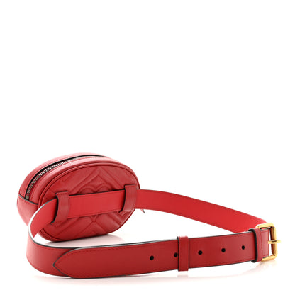 Gucci Calfskin Matelasse GG Marmont Belt Bag 95 38 Hibiscus Red 3 of 14