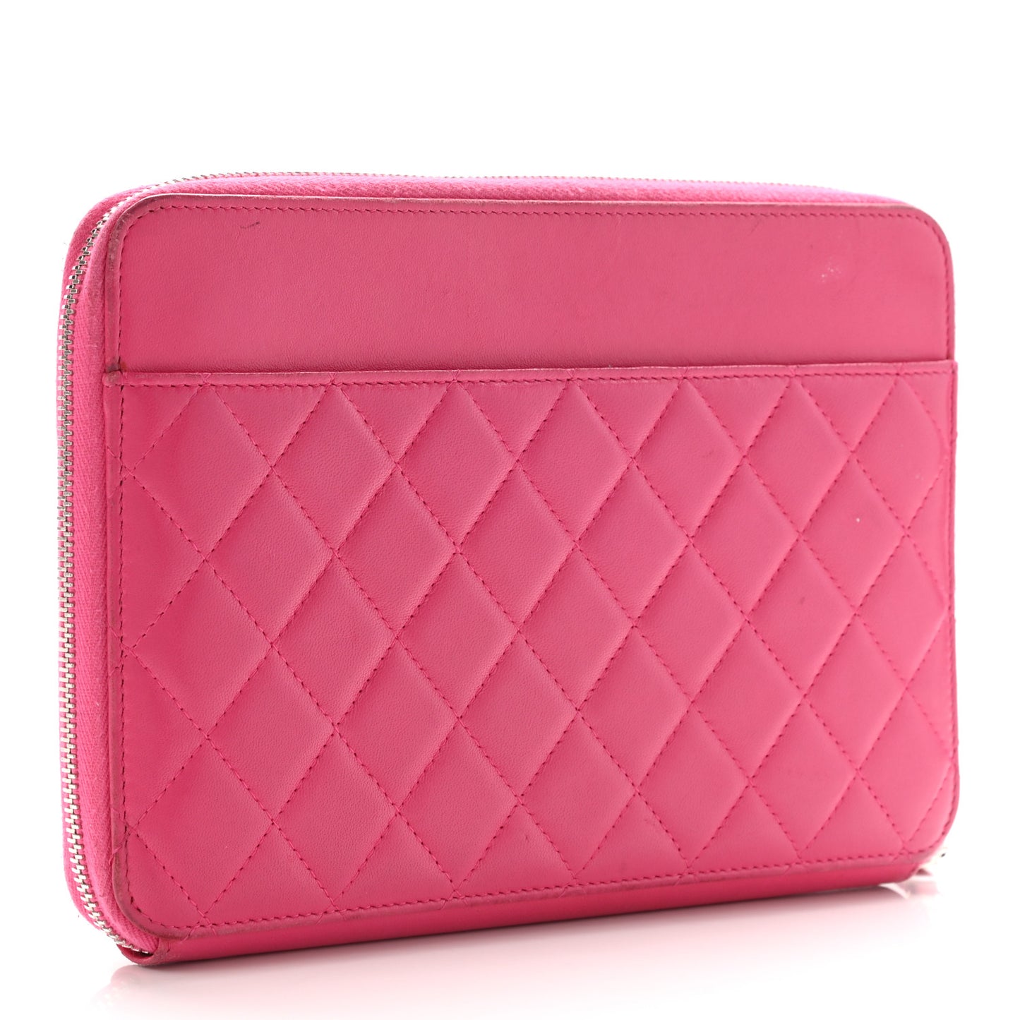 Lambskin Quilted Travel Case Pink