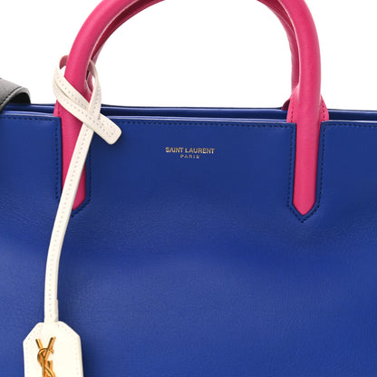 Saint Laurent Calfskin Small Cabas Rive Gauche Blue White Pink 7 of 10