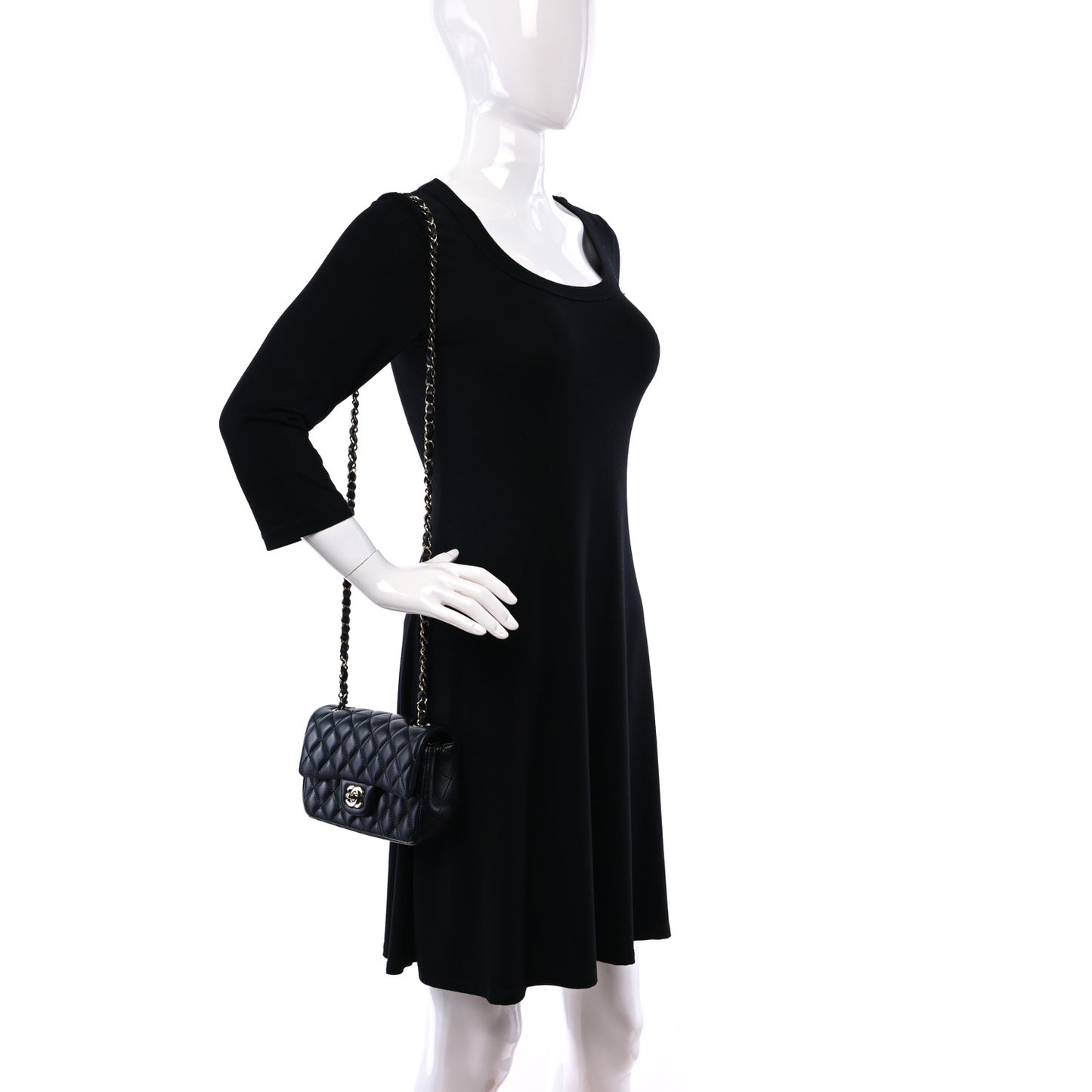 Lambskin Quilted Mini Rectangular Flap Black
