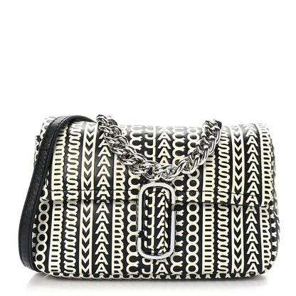 Marc Jacobs Calfskin The Monogram J Marc Shoulder Bag Black White 1 of 9