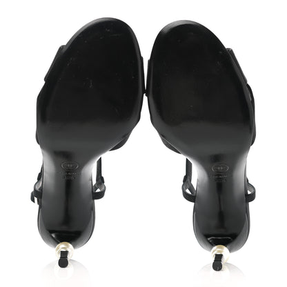 Chanel Grosgrain Pearl Sandals 38.5 Black 5 of 10