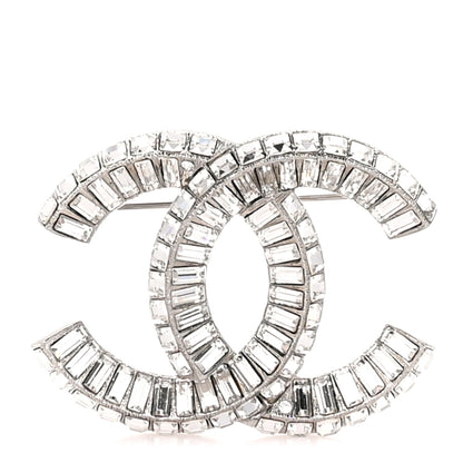 Chanel Baguette Crystal CC Brooch Silver 1 of 4