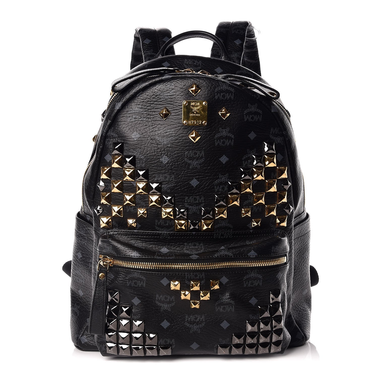 MCM Visetos Studded Medium Stark M Backpack Black 1 of 17