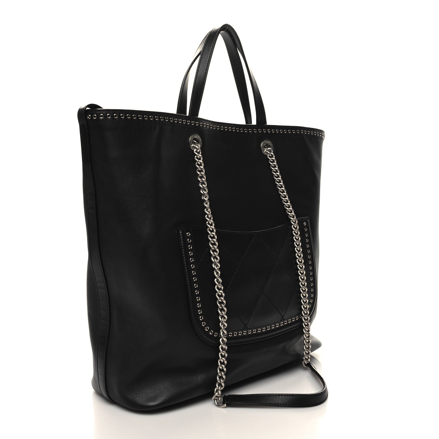 Chanel Grained Calfskin Large Coco Eyelets Shopping Tote Black 3 of 11