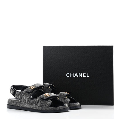 Chanel Denim Quilted Dad Sandals 38.5 Grey 9 of 9