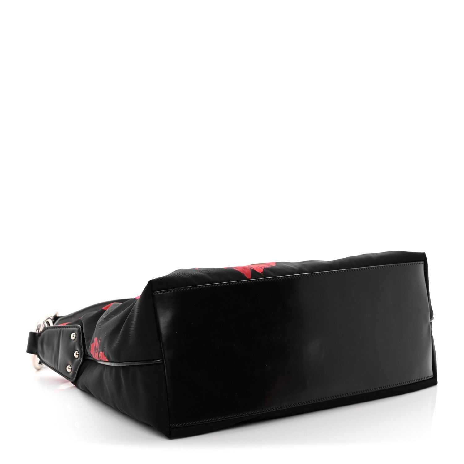 Prada Tessuto Nylon Rose Shoulder Bag Black Rosso 4 of 11