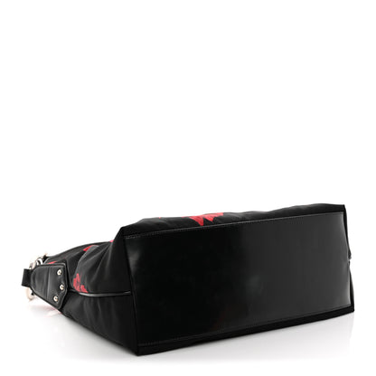 Prada Tessuto Nylon Rose Shoulder Bag Black Rosso 4 of 11