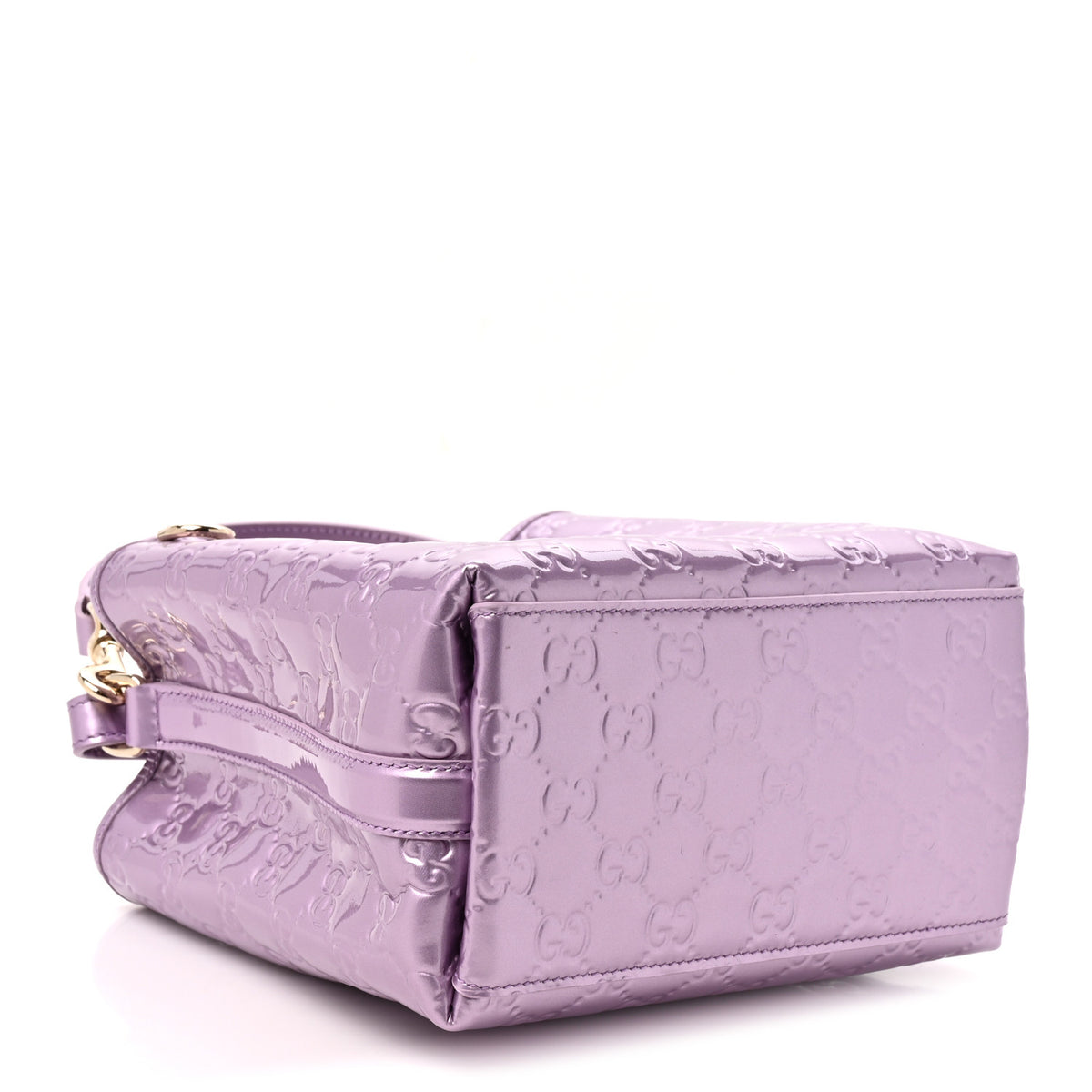 Gucci Patent GG Guccissima Emblem Small Bucket Bag Lilac Haz 3 of 9