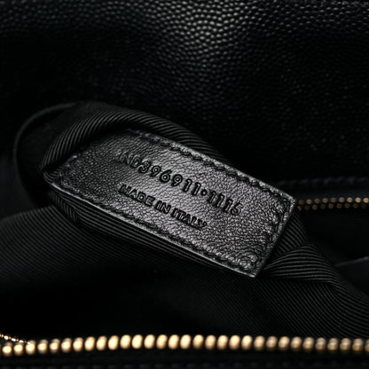 Saint Laurent Grain De Poudre Matelasse Chevron Monogram Shopping Bag Black 7 of 18