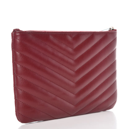 Saint Laurent Calfskin Matelasse Chevron Monogram Pouch Palissandre 3 of 7