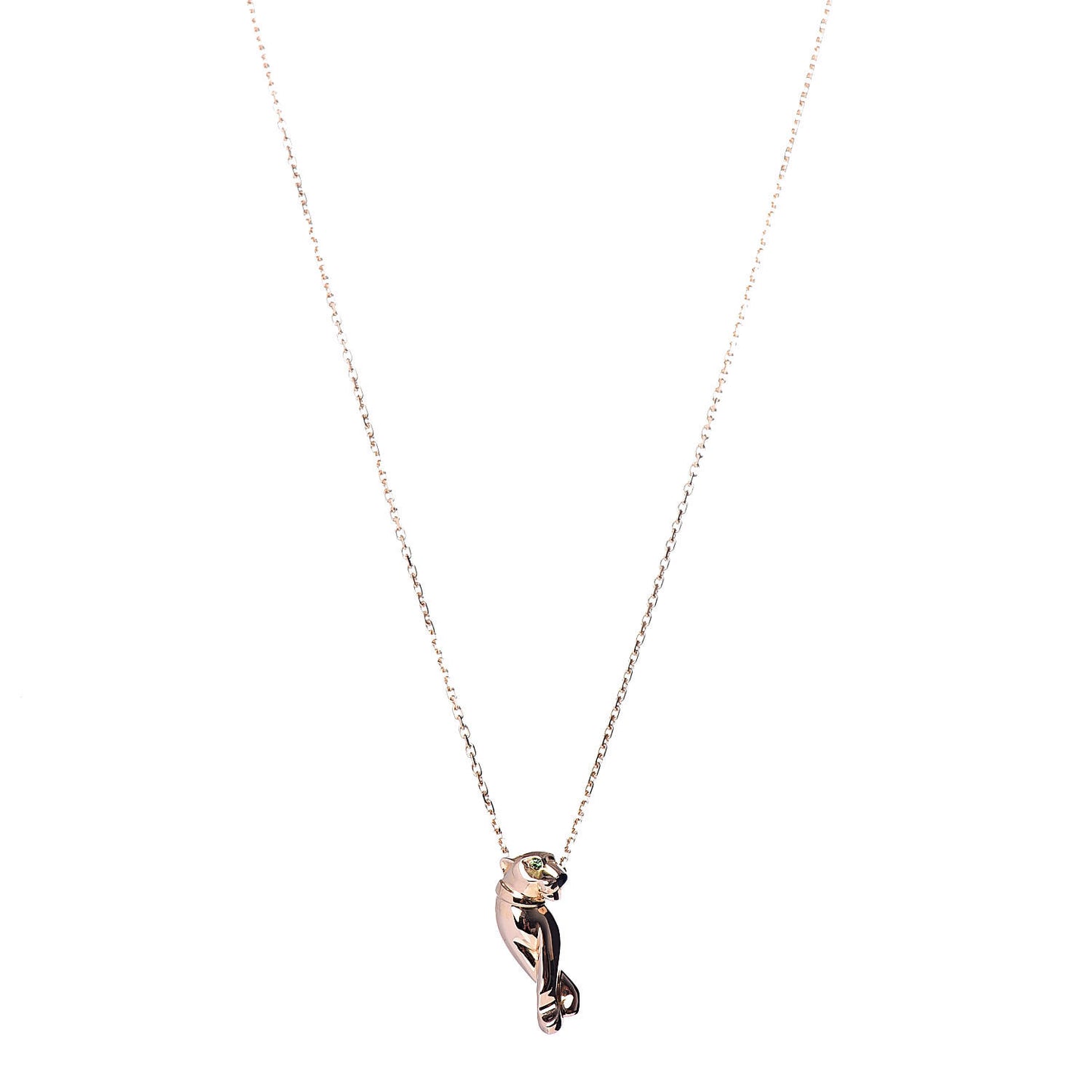 18K Pink Gold Tsavorite Black Lacquer Panthere De Cartier Pendant Necklace