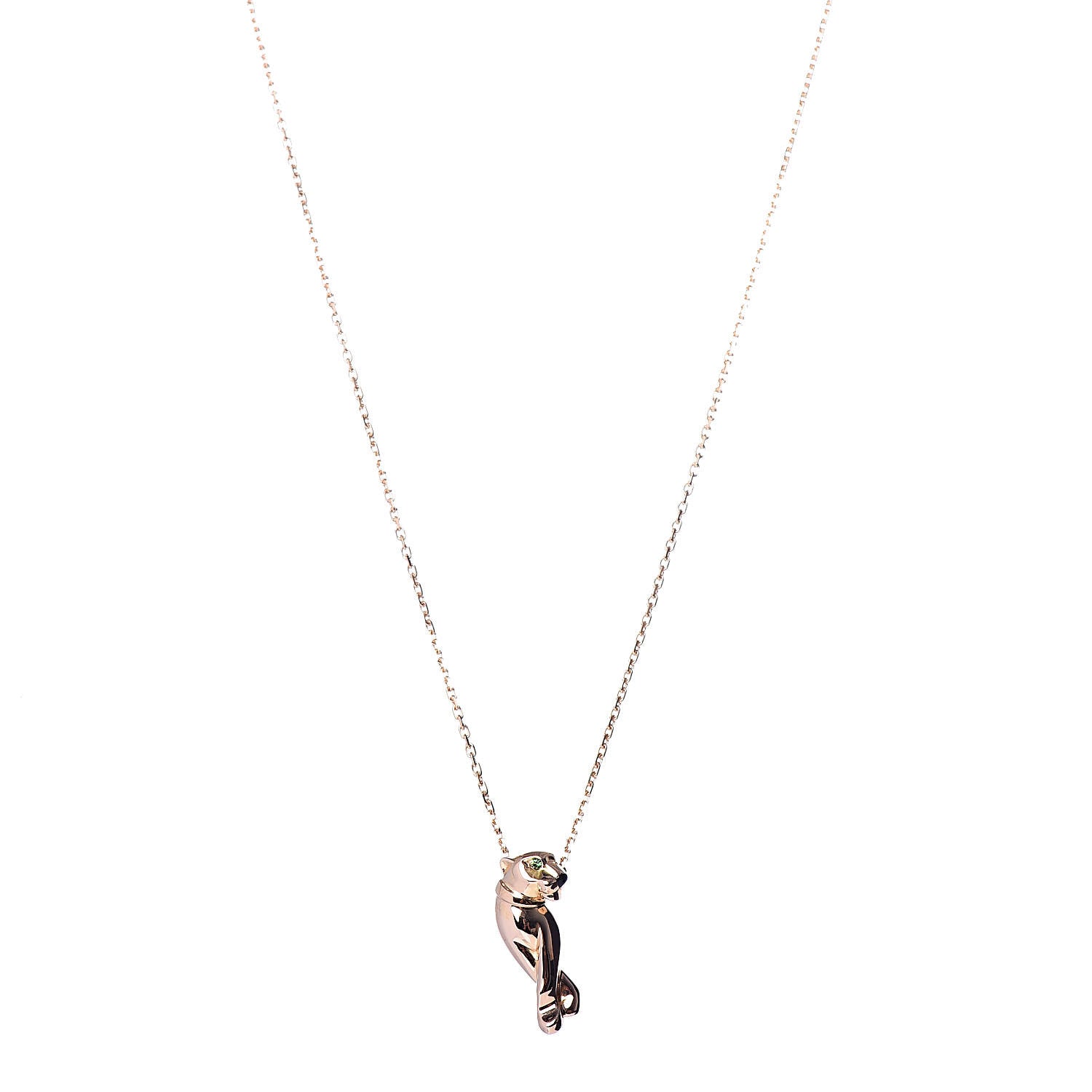 Cartier 18K Pink Gold Tsavorite Black Lacquer Panthere De Cartier Pendant Necklace 1 of 6