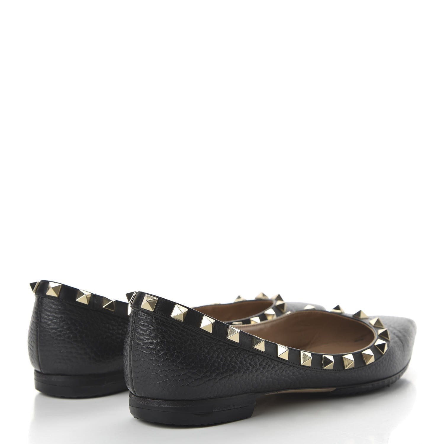 Valentino Garavani Pebbled Calfskin Rockstud Ballerina Flats 36.5 Black 4 of 8