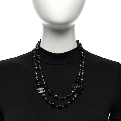 Chanel Ruthenium Beaded CC Long Necklace Black 3 of 4