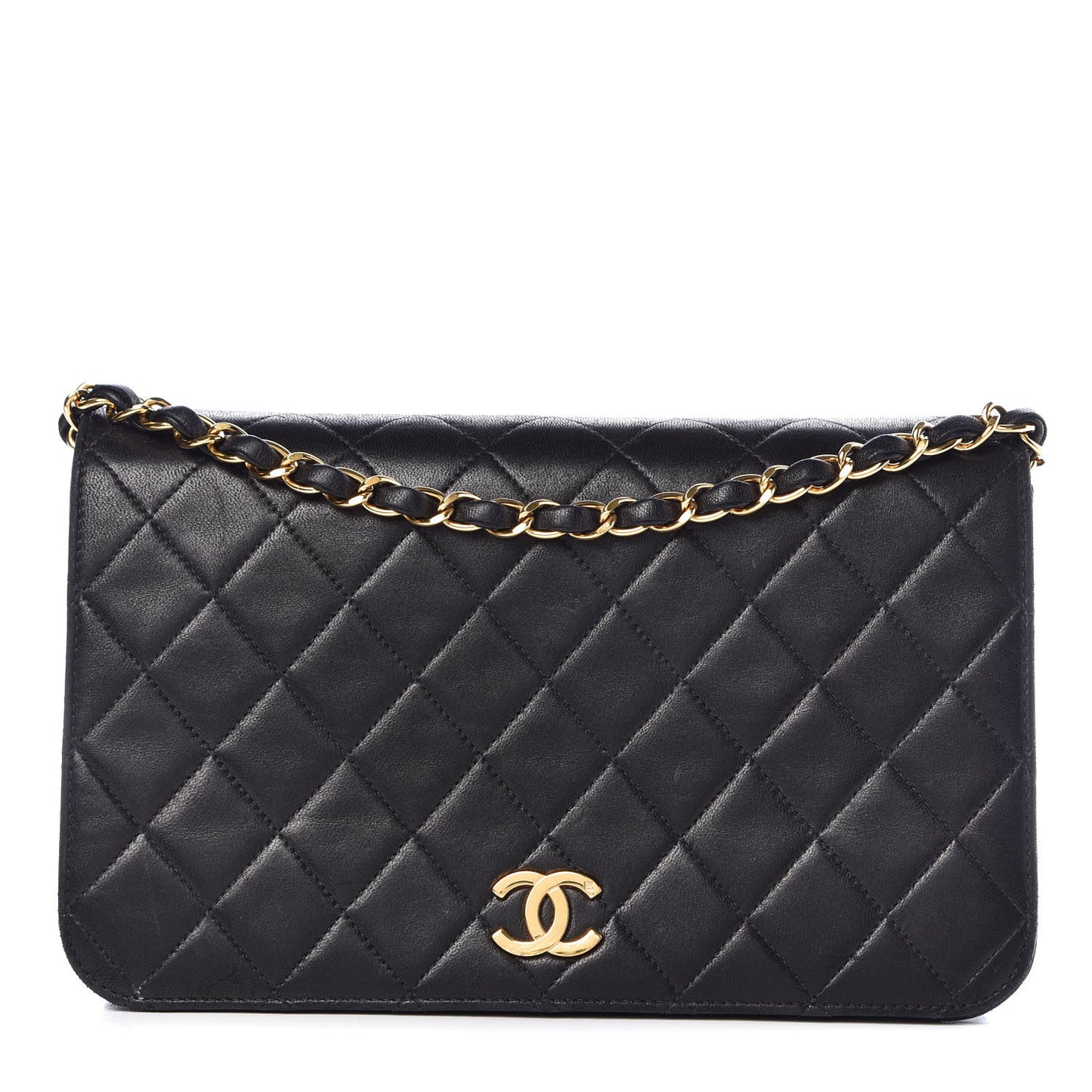 Lambskin Quilted Small Single Flap Black