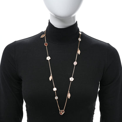 Van Cleef & Arpels 18K Rose Gold Mother of Pearl Carnelian Onyx 15 Motifs Lucky Spring Long Necklace 3 of 5