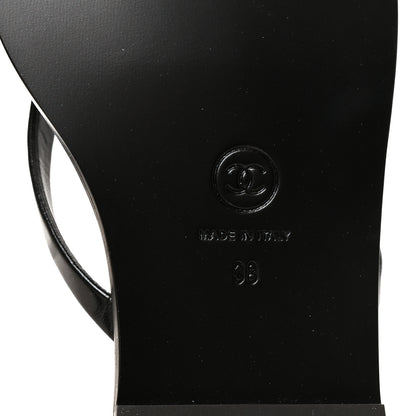 Chanel Goatskin CC Times Square Thong Sandals 38 Black 8 of 10