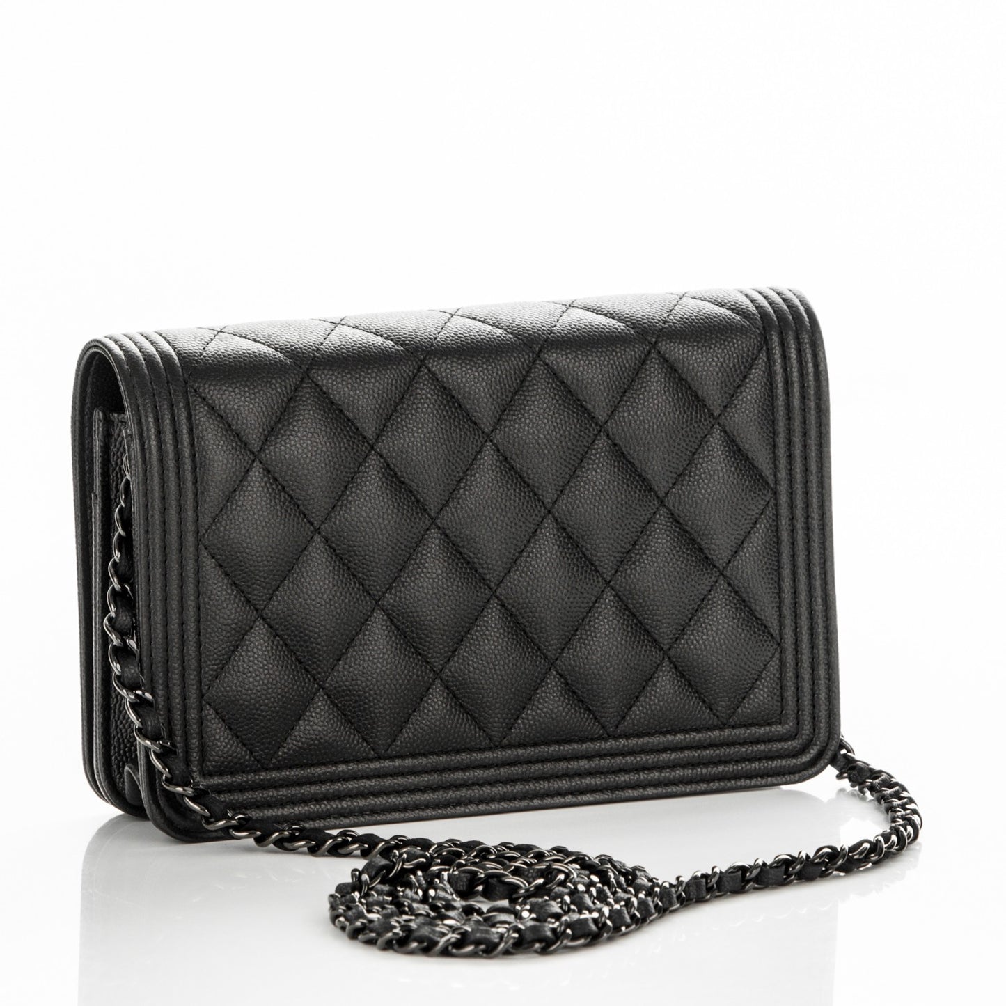 Caviar Quilted Boy Wallet On Chain WOC So Black