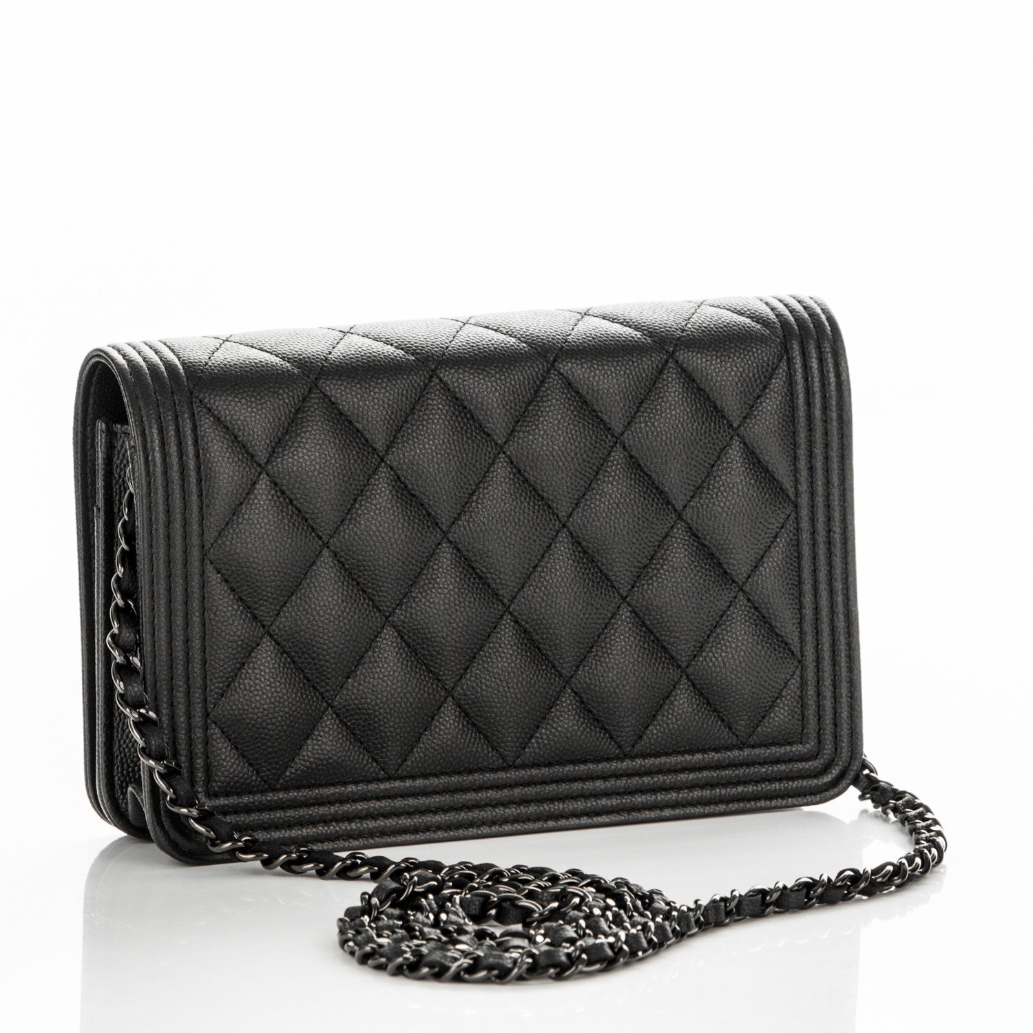 Chanel Caviar Quilted Boy Wallet On Chain WOC So Black 3 of 7