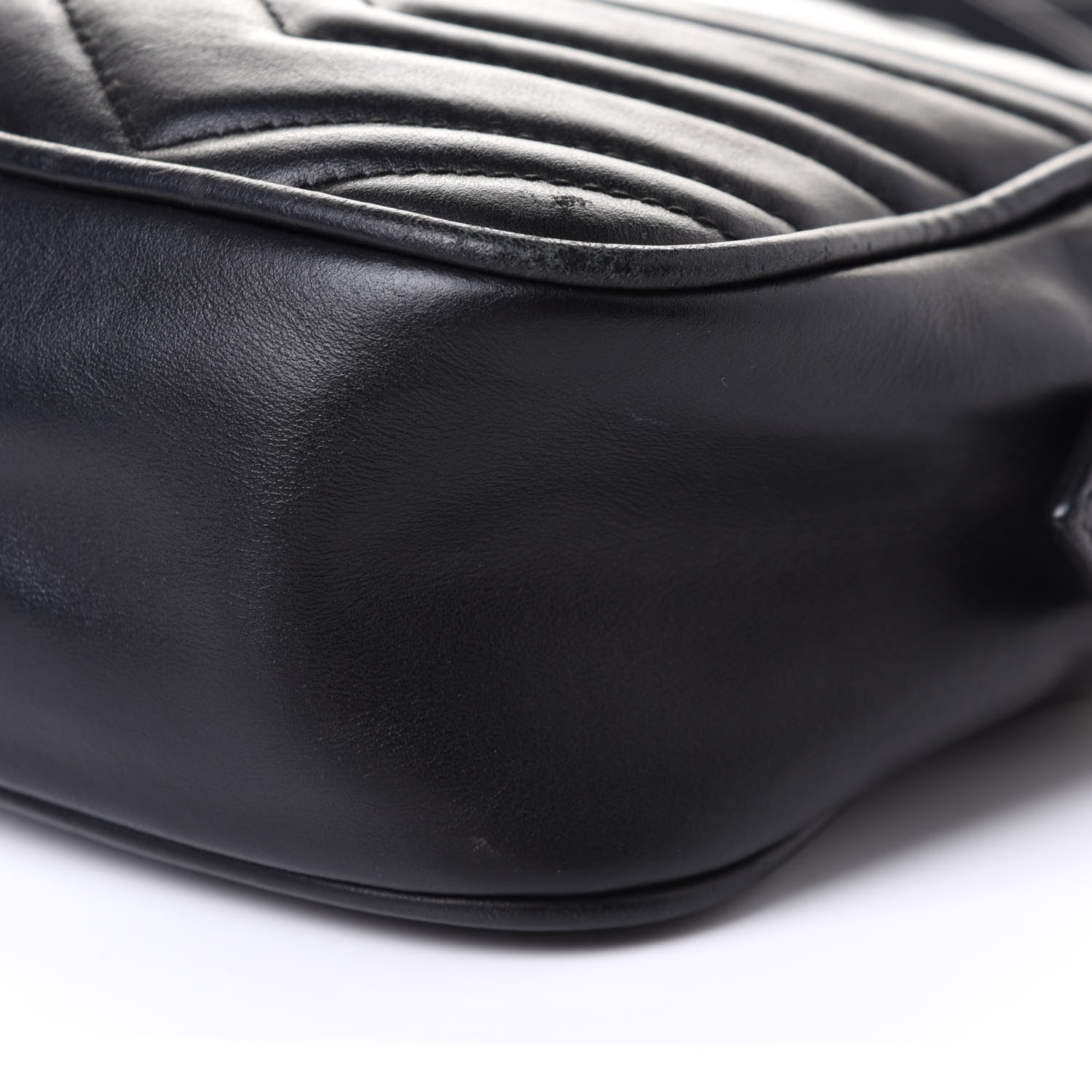 Gucci Calfskin Matelasse Small GG Marmont Chain Shoulder Bag Black 10 of 11