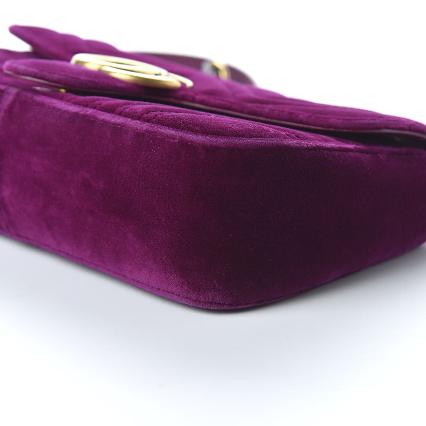 Velvet Matelasse Small GG Marmont Shoulder Bag Fuchsia Violet Cyclamen