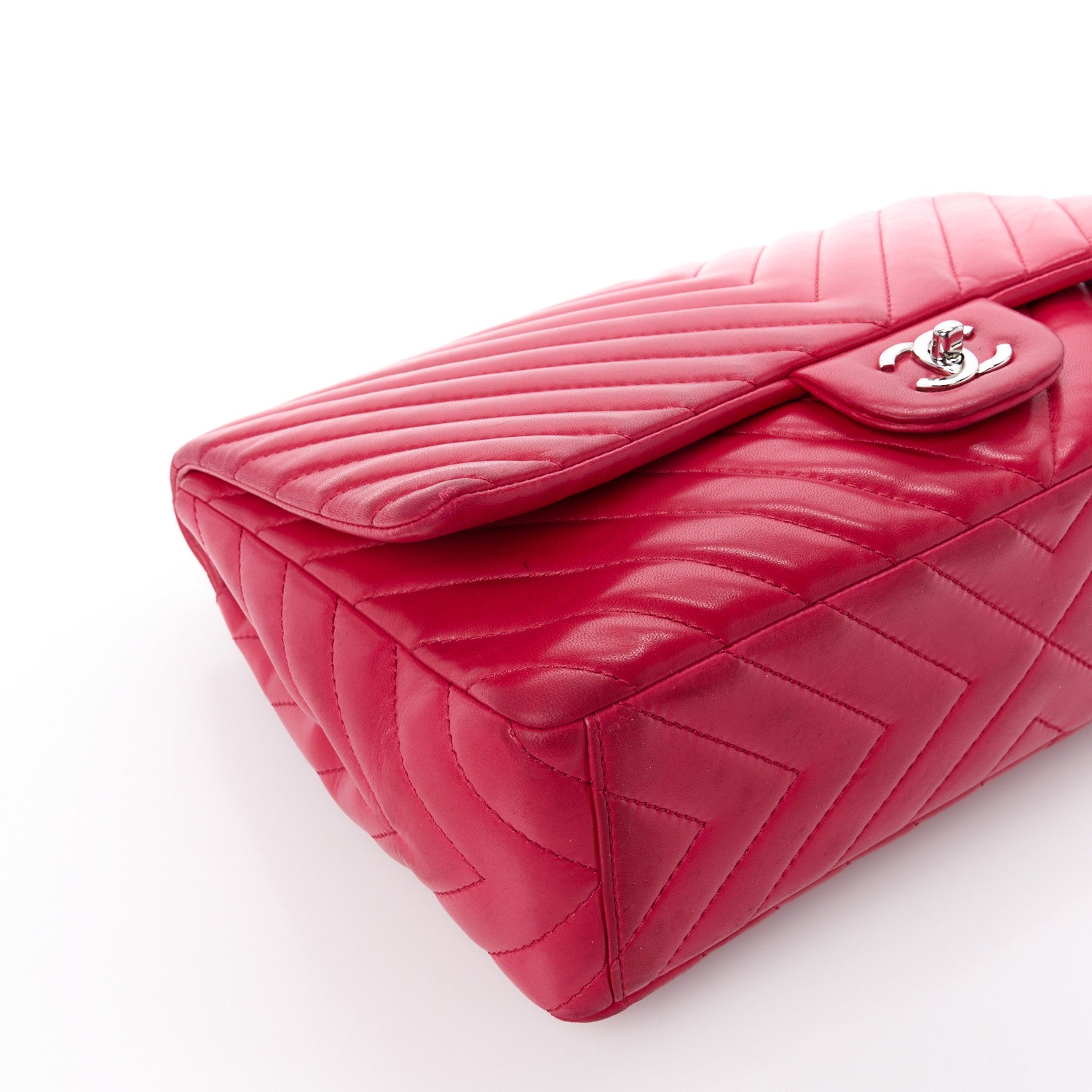 Chanel Lambskin Chevron Quilted Maxi Single Flap Red 17 of 17