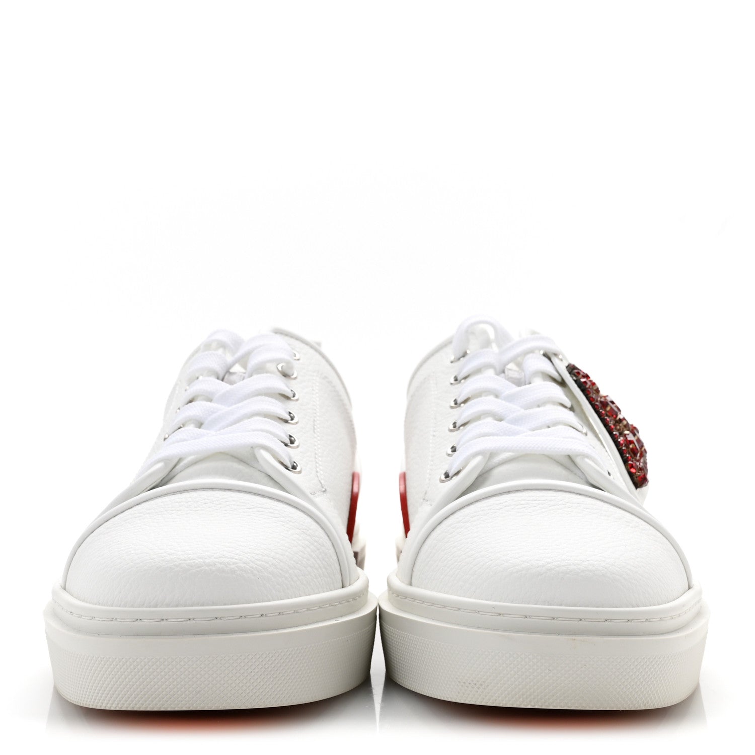 Christian Louboutin Calfskin Mens Adolon Junior Heart Low Top Sneaker 43 White 3 of 10