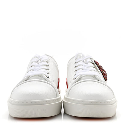 Christian Louboutin Calfskin Mens Adolon Junior Heart Low Top Sneaker 43 White 3 of 10