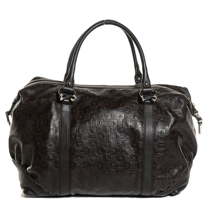 Gucci Calfskin Embossed Horsebit Nail Boston Dark Brown 1 of 9