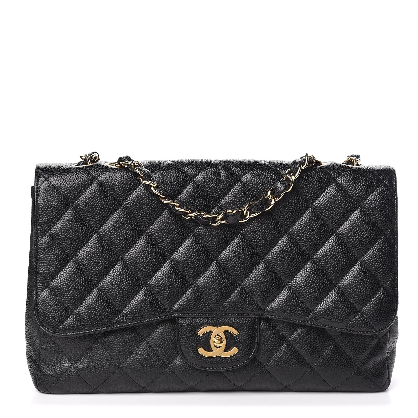 Caviar Quilted Jumbo Single Flap Black