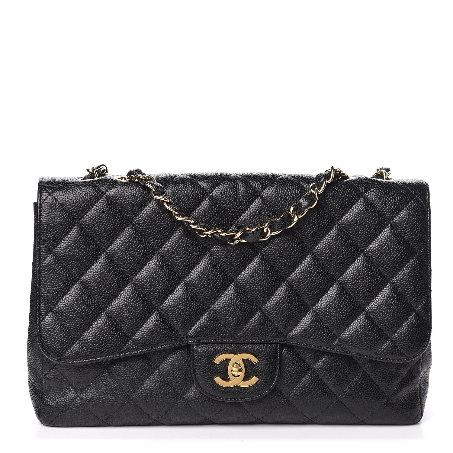 Chanel Caviar Quilted Jumbo Single Flap Black 1 of 15