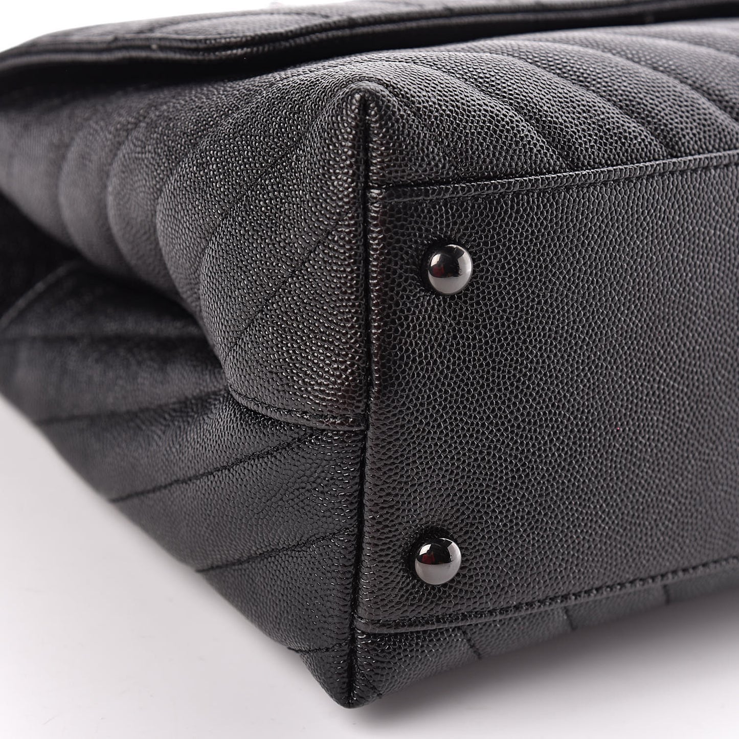 Caviar Chevron Quilted Small Coco Handle Flap So Black