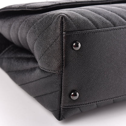Chanel Caviar Chevron Quilted Small Coco Handle Flap So Black 8 of 9