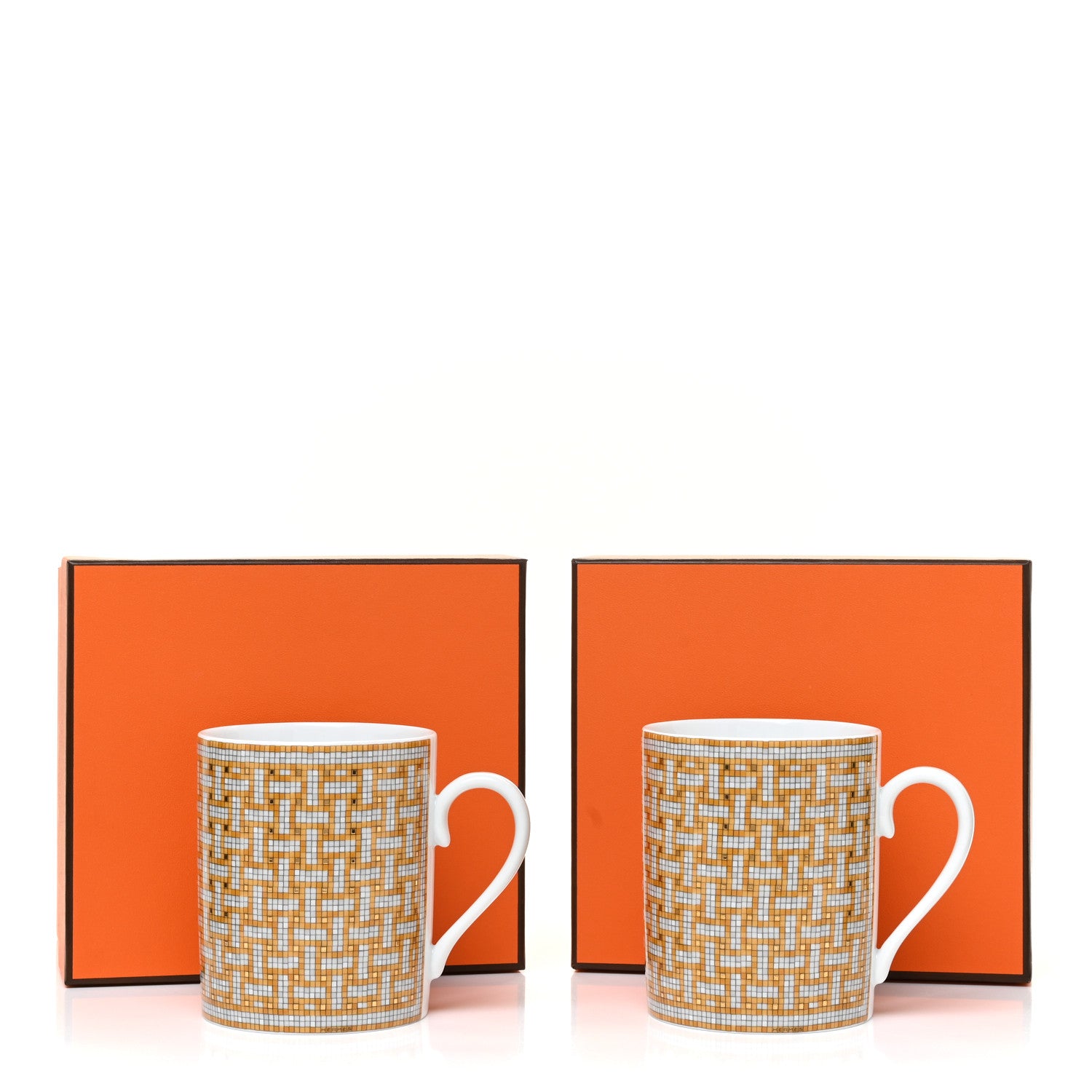 Hermes Porcelain Mosaique au 24 Mug Set of 2 Gold 8 of 8